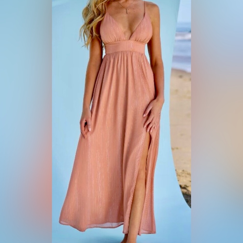 NWT Cupshe Madison Beach Wedding Yours Forever Lace-Up Maxi Dress- Size Lg